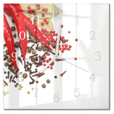 Produktbild von Tulup Glasuhr Wanduhr Küchenuhr Echt-Glas 30x30 cm Modern Dekorativ Geräuschlos Weiße Zeiger - Rote Paprika
