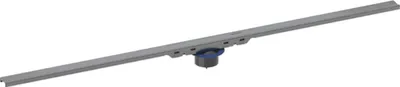 A 3D render of a linear shower drain.