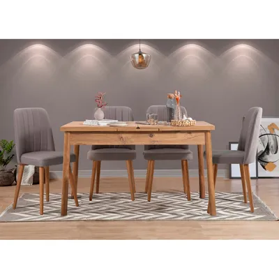 Obrázok produktu pre Skye Decor, Santiago Atlantic Grey, súprava rozkladacieho jedálenského stola a stoličiek (5 kusov), atlantická borovica, 100 % MELAMÍNOM POTRETÁ DOSKA, 120 x 75 x 77 cm