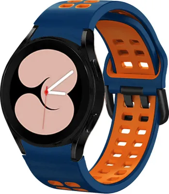 Produktbild von Strap-it Samsung Galaxy Watch 4 44mm Sport Square Armband (Blau/Orange)