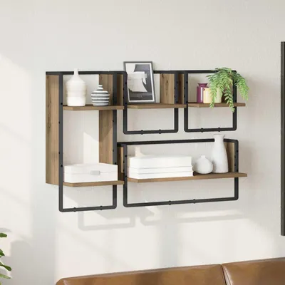 Productafbeelding van Maison Exclusive - Wandplanken set, 4 stuks, ambachtelijk eikenhout, 65 x 25 x 30 cm