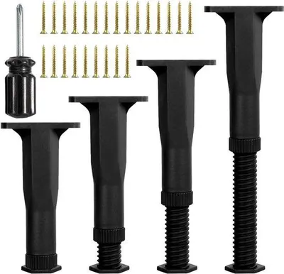 Zdjęcie produktu dla Regulowane podpórki meblowe, czarne, 15–28 cm, do łóżek i szaf
