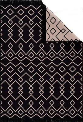 Obrázek produktu pro Koberec Famanu s oboustranným designem – černá a béžová barva, rozměry 160 x 230 cm