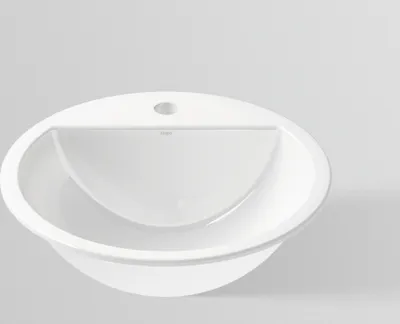 Produktbild von Alape EB.S450H Einbaubecken ohne Überlauf, kreisförmig, Ø 450 mm, innen und außen glasiert, Weiß, mit Hahnloch / Waschtisch / Waschbecken