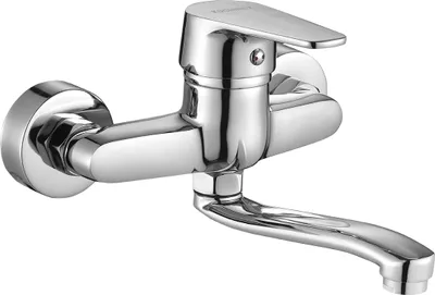 Productafbeelding van BADLAND Wastafelmengkraan, muurmodel, LUGA. Chrome badkamerkraan
