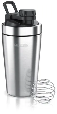 Produktbild von Arendo Protein Shaker Edelstahl, Eiweißshaker 500 ml, verschließbar, bruchfest, BPA-frei, Edelstahl, auslaufsicher, spülmaschinengeeignet, mit Tragegriff und Mixball, silber