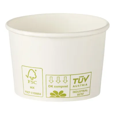 Produktbild von 50x Eisbecher Pappbecher 100% ohne Kunststoff 100ml Ø70 Höhe 45mm weiß