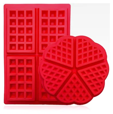 Produktbild von 2 Stück Silikon Herz Waffelformen in Rot