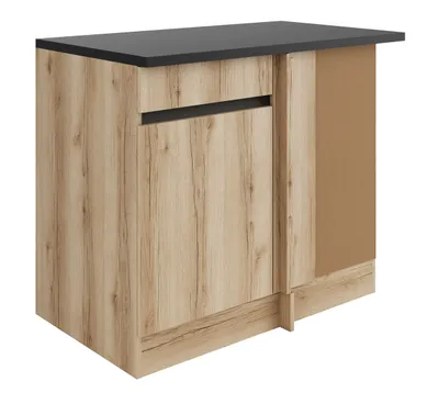 Produktbild von Küchen Eckunterschrank mit Arbeitsplatte Kaya UEL106-0+ in Wildeiche Nachbildung 100 cm breit
