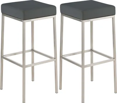 Produktbild von 2er Set Barhocker HLO-CP41 80 Kunstleder edelstahl grau