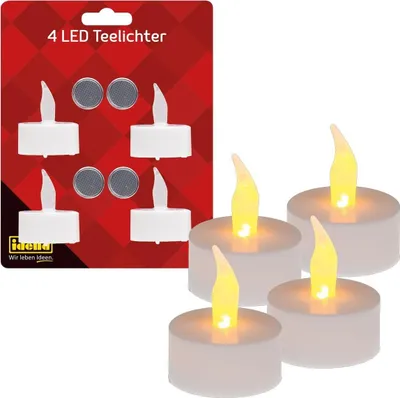 Produktbild von 4 Idena LED-Teelichter / inkl. 4x CR2032 Batterien
