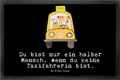 Produktbild von Mr. & Mrs. Panda fußmatte Taxifahrerin Herz 50 x 75 cm - Schwarz - Geschenk, Schmutzfangmatte, Schmutzmatte, Türvorleger, Sauberlaufmatte, Fußabtreter