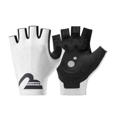 Produktbild von ROCKBROS Fahrradhandschuhe Fingerlos Elastische Atmungsaktiv Radhandschuh mit SBR Polster für Rennrad, MTB Weiß L