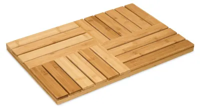 Produktbild von Relaxdays Bambus Badematte, 61 x 40 cm, rutschfeste Duschmatte für Badewanne, Dusche, Sauna, indoor & outdoor, natur