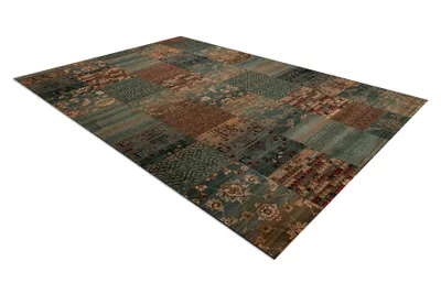 Produktbild von Wollteppich KASHQAI 4327 400 Patchwork grün Grün 67x275 cm