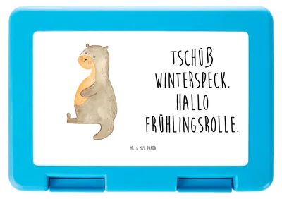 Produktbild von Mr. & Mrs. Panda Bentobox Otter Bauch - Weiß - Geschenk, Snackbox, Sportmuffel, Lunchbox, dick, Vesperbox, Bento Box, Winterspeck, Essen. Foodlover