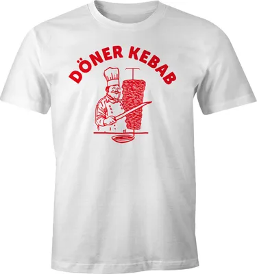 Produktbild von Döner Shirt Herren Kebab Dönerspieß Fun T-Shirt Moonworks® weiß L