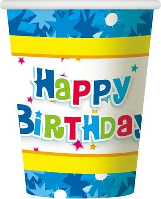 Image de Joyeux anniversaire Becher blau 270 ml 6 pièces