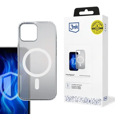 Productafbeelding van 3mk Beschermhoes Frosty MagCase voor Apple iPhone 15 Pro Max, grijs, achterkant, compatibel met MagSafe