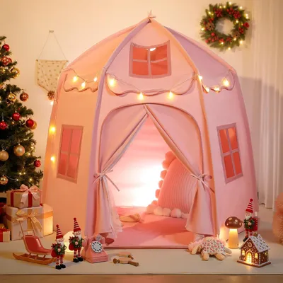 Imagen del producto de Tienda de juegos para niños, grande, de 154 x 80 x 129,5 cm, con 1 puerta y 3 ventanas, apta para interiores y exteriores