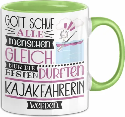 Produktbild von Kajakfahrerin Geschenk Becher Tasse Gott Schuf Alle Menschen Gleich Nur Die Besten Durfeten Kajakfahrerin Werden Geschenkidee Lustig (Grün)