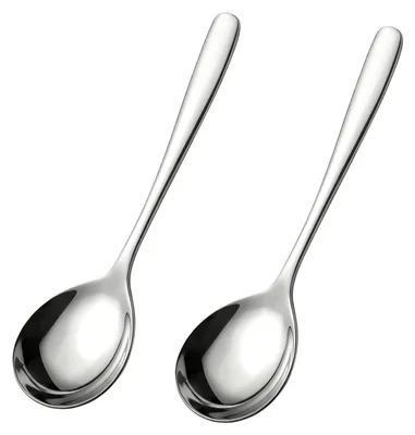 Image de Lot de 2 cuillères à soupe en acier inoxydable, idéales pour la cuisine et les restaurants