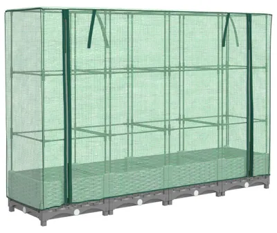 Immagine prodotto di vidaXL Letto rialzato con attacco per serra in rattan 160x40x123 cm