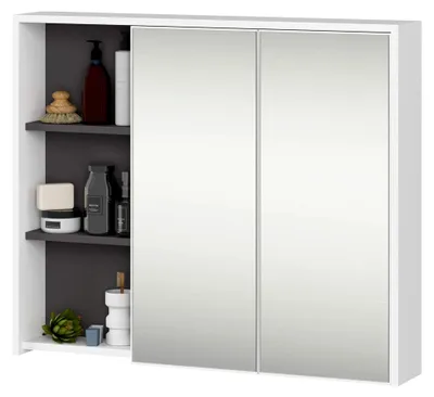 Produktbild von Spiegelschrank VAMI - 90 cm Badezimmer-Hängeschrank mit Spiegel und 2 Türen