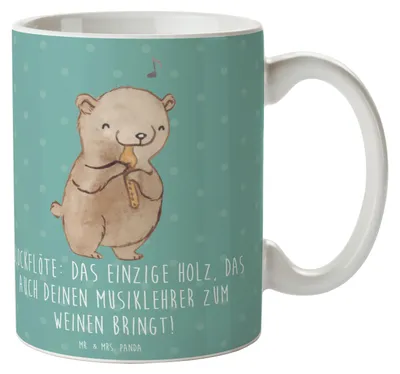 Produktbild von Mr. & Mrs. Panda Kaffeebecher Blockflöte Humor - Meeresbrise - Geschenk, Musik, Kaffeetasse, Trinkbecher, Tasse, Musiker, Lernen, Bassblockflöte, Tenorblockflöte