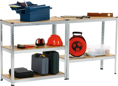 Produktbild von EASYmaxx Schwerlastregal & Werkbank 875 kg Traglast, 175 kg pro Ebene 180x90x40 cm Regal Werkbank Kellerregal Lagerregal 5 verstellbaren Ablagen