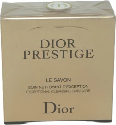 Productafbeelding van Dior Prestige Le Savon, gezichtszeep, reinigend, hydraterend, verfrissend, verzachtend, geel, vierkant. Inhoudstoffen: #15753 MYRISTINEZUUR ● SUCROSE ● AQUA (WATER) ● GLYCERINE ● PEG-60 GEHYDROGENEERDE CASTOROLIE...