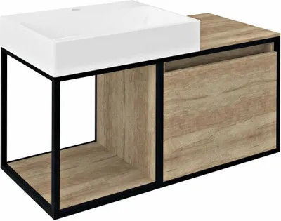 Produktbild von Sapho SKARA Unterschrank 100x49,5x46,5cm, schwarz matt/Eiche Alabama
