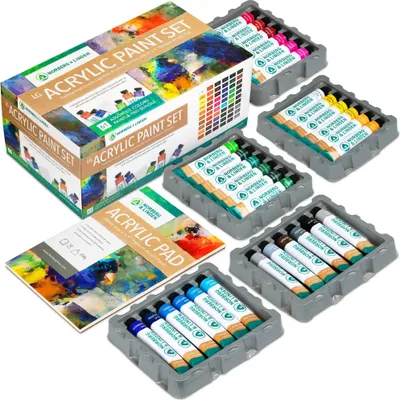 Produktbild von Acrylfarben-Set LG61 Norberg & Linden | 60 Tuben Leinwandfarbe und Zeichenblock