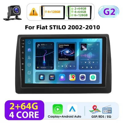 Immagine prodotto di Per Fiat Stilo 2002–2010 - Autoradio Android CarPlay 2-DIN - Touchscreen da 23 cm - GPS, FM/RDS - Bluetooth e Wi-Fi - 2 GB + 64 GB - Telecamera di retromarcia - Bianco