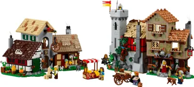 Produktbild von LEGO Icons Mittelalterlicher Stadtplatz, Bauset für Gescchichtsliebhaber, mittelalterliches Dorf Felsa, Wohnzimmer-Deko, kreative Geschenkidee, beinhaltet 8 Minifiguren 10332