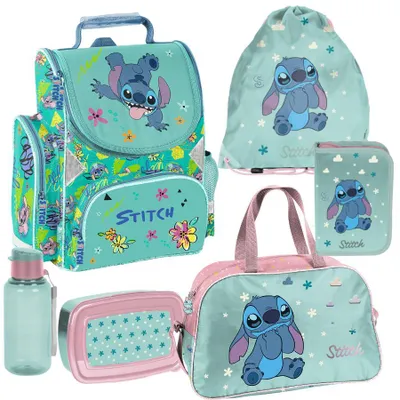 Produktbild von Schulranzen 6-tlg. Set für Mädchen & Jungen LILO & STITCH disney sticz – Paso Ranzen, Mäppchen, Tasche, Flasche, Frühstückstasche