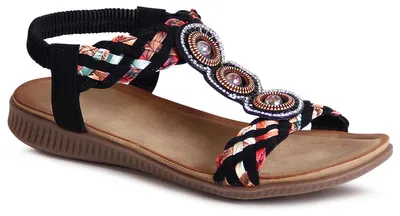 Produktbild von topschuhe24 3042 Damen Riemchen Sandalen Glitzer Sandaletten , Farbe:Schwarz, Größe:37 EU