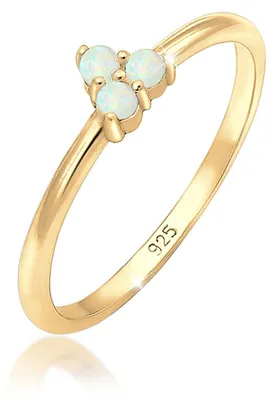 Produktbild von Elli Ring Damen Bandring Opal Kreis Geo Trio 925 Sterling Silber Vergoldet