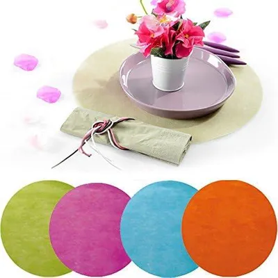 Produktbild von 50 runde Platzsets aus feinem Vlies, Durchmesser 34 cm, in Elfenbein