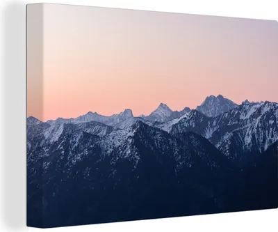 Produktbild von OneMillionCanvasses® - Leinwandbilder - 140x90 cm, Alpen - Berg - Sonnenuntergang - Schnee, Wandbilder Kunstdruck Wanddekoration