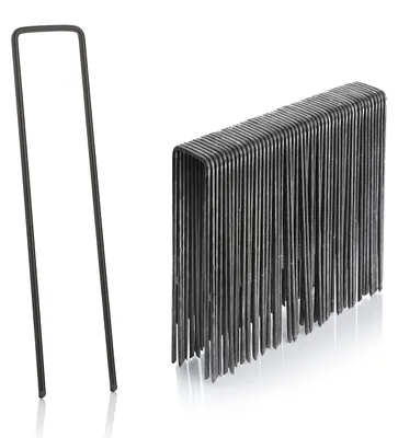 Produktbild von GardenMate 500 Erdanker 150mm lang, 25mm breit, Ø 2,9 mm, Befestigungsanker Bodenanker für den Garten aus unverzinktem Stahl, Erdnägel Heringe zur Befestigung von Unkrautvlies, Kunstrasen