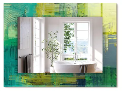 Produktbild von Abstrakte Farbkomposition – Rechteckiger Spiegel mit Druck 80x60 cm – Modern - Dekorativ für die Wand