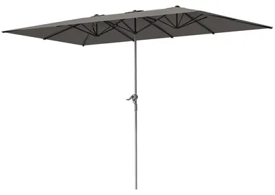 Produktbild von Doppelseitiger Schirm, 451 x 264 cm Sonnenschirm mit Kurbelsystem, 12 Metallstreben, Aluminiummast, Dunkelgrau