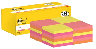 Produktbild von Post-it-memoBlok 3m post-it 654 76x76mm Neon Assorti 21+3 | Box ein 24 Stück