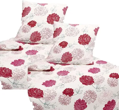 Produktbild von Bettwäsche Seersucker Mikrofaser Blumen 135x200 80x80 Weiß Pink: 4 tlg.