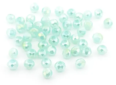 Produktbild von Vintageparts Glasschliffperlen Rondelle Aquamarin Holoeffekt 4,5 x 3,7 mm, 50 Stück