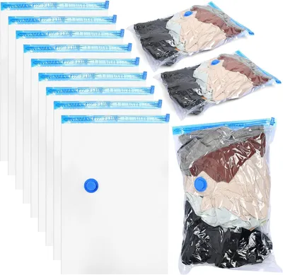 Obrázek produktu pro Vakuové pytle na cestování – sada 9 kusů – Vakuové pytle na oblečení pro cestování – Pytle pro vakuové balení – Kompresní pytle