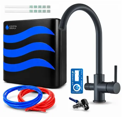 Produktbild von Ari 3-Wege-Küchenarmatur Linko, Schwarz Matt, Spültischarmatur Im Set Mit Wasserfiltersystem, 360° Schwenkbar, Für Gefiltertes Trinkwasser