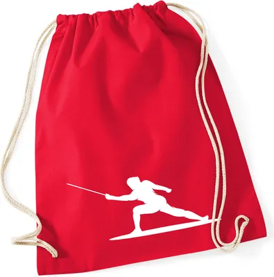 Produktbild von Huuraa Turnbeutel Fechten Silhouette 12 Liter Classic Red Baumwolle Rucksack Geschenkidee