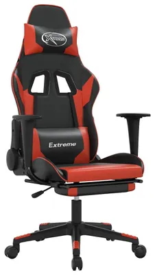 Produktbild von vidaXL Gaming-Stuhl mit Massage & Fußstütze Schwarz & Rot Kunstleder